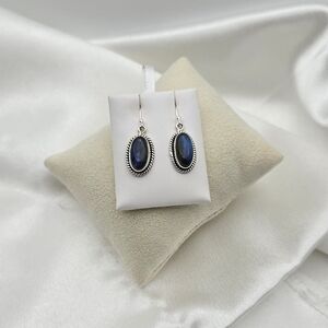 Classic Sterling Silver 925 Natural Labadorite Oval Cut Earrings